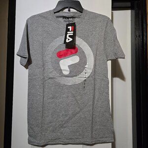 Fila Gray Men's Short Sleeve T-Shirt W Graphics In The Front Size Small
